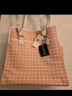LAUREN RALPH LAUREN SHOULDER BAG ZIPPERED TOTE WOMENS COLOR CORAL